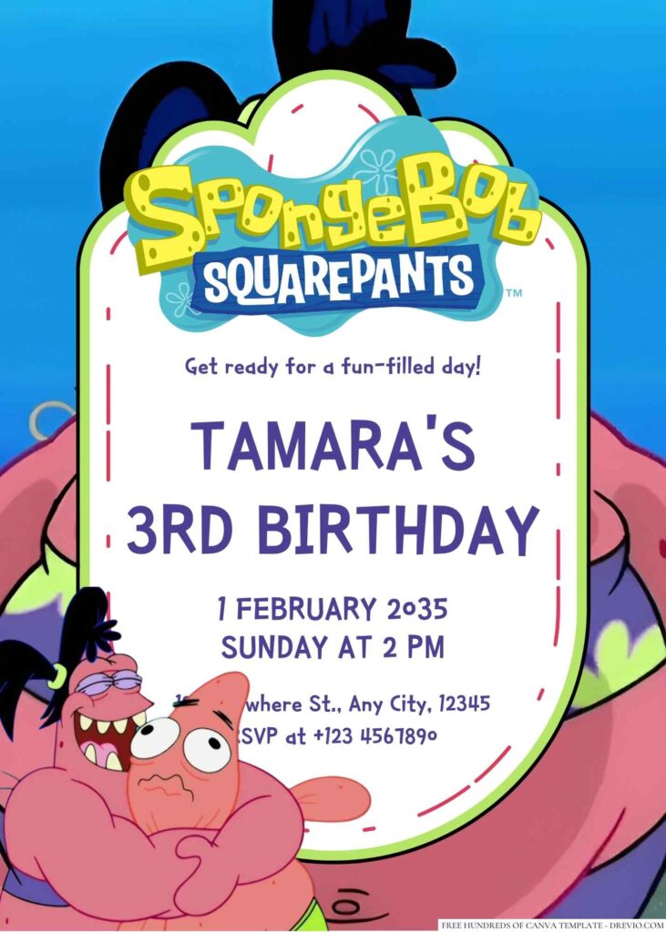 Patrick's sister Sam Star Cheeks Birthday Invitation