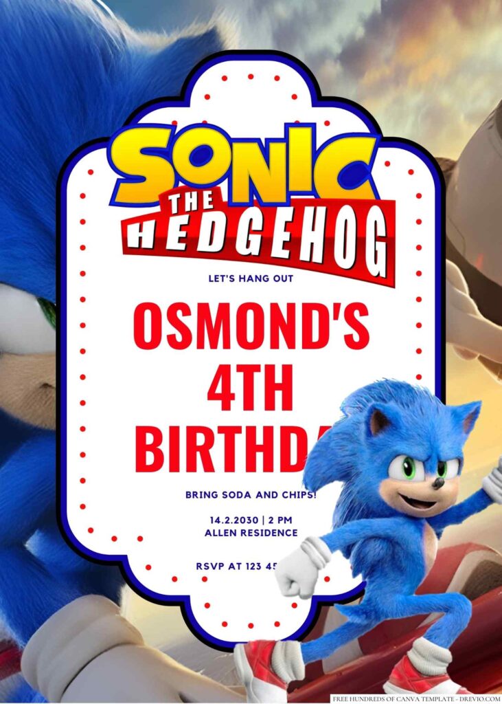Sonic the Hedgehog Birthday Invitation