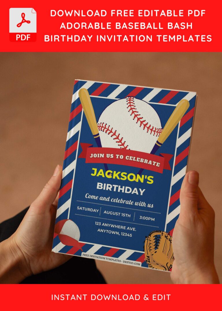 (Free Editable PDF) Baseball MVP Birthday Invitation Templates with colorful text