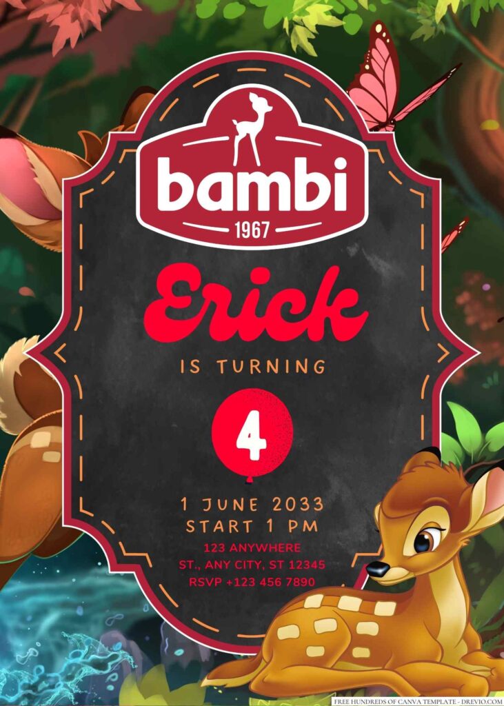 Bambi Birthday Invitation