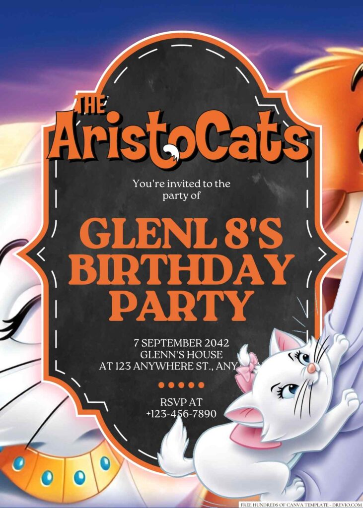 The Aristocats Birthday Invitation