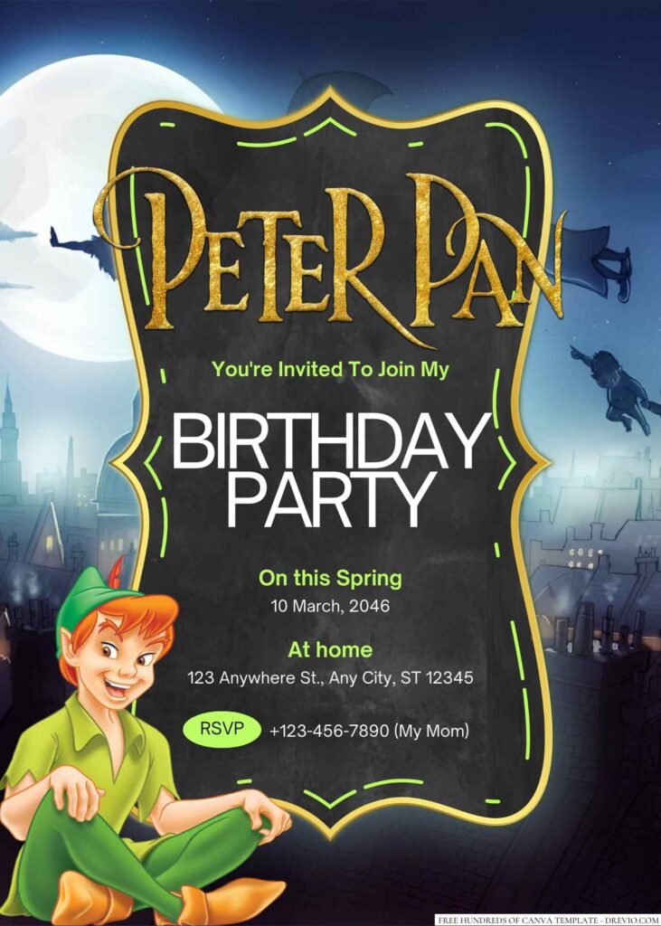 Peter Pan Birthday Invitation