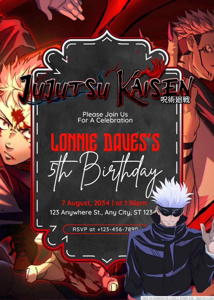 Jujutsu Kaisen Birthday Invitation