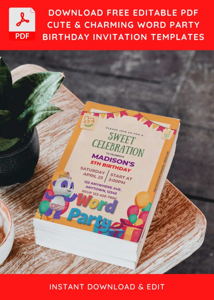 Party Invitation Word Example (Free Editable PDF) Sweet Celebration Word Party Invitation Templates