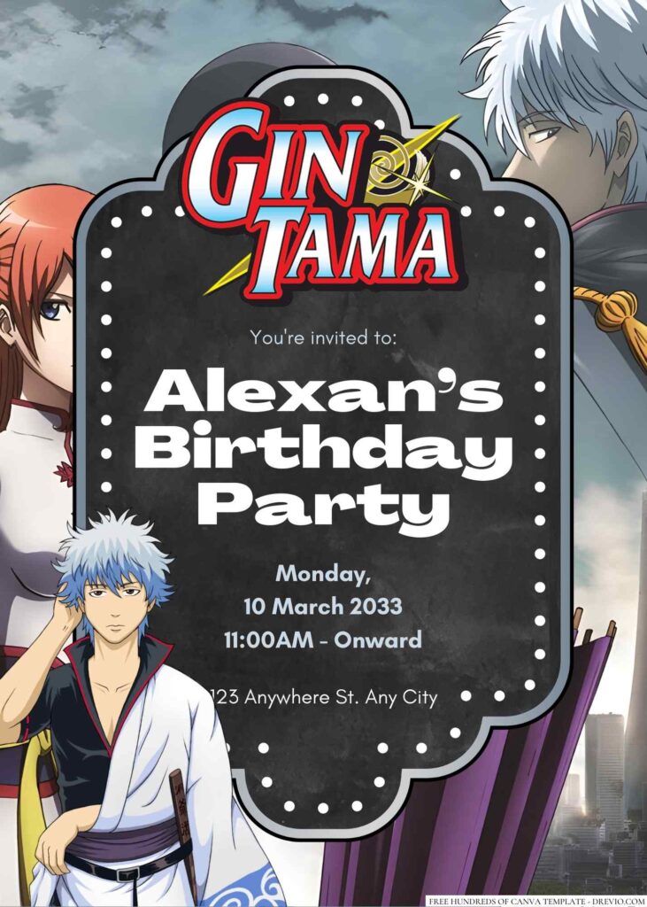 Gintama Birthday Invitation