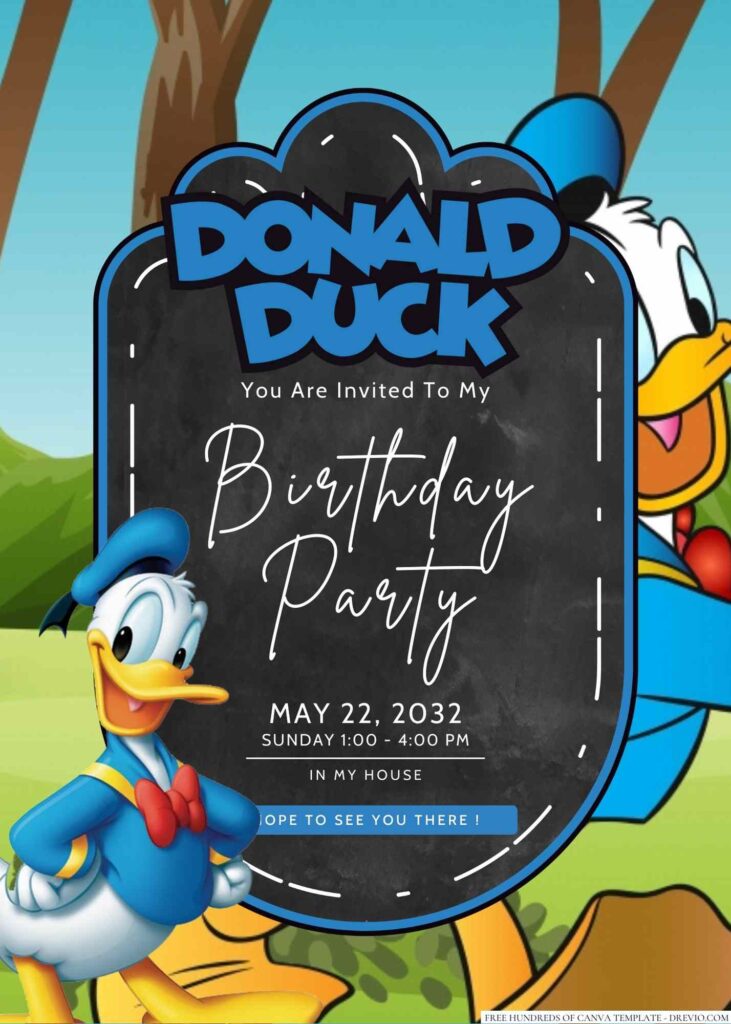 Donald Duck Birthday Invitation