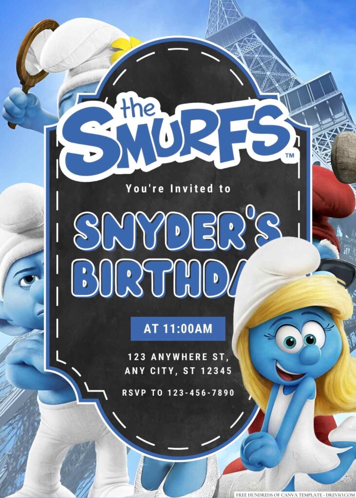 The Smurfs Birthday invitation