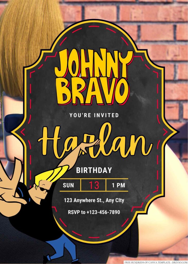 Johnny Bravo Birthday Invitation