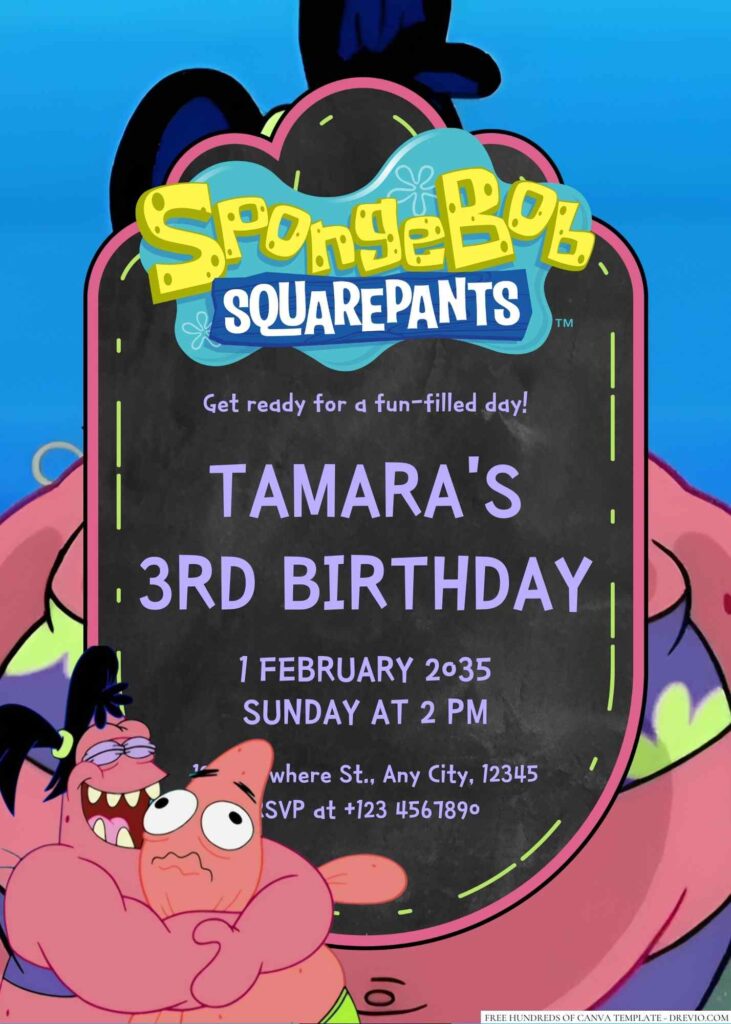 Patrick's sister Sam Star Cheeks Birthday Invitation