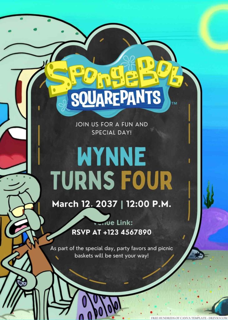 Squidward Tentacles Birthday Invitation