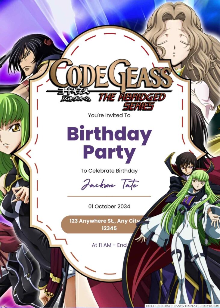 Code Geass Birthday Invitation 