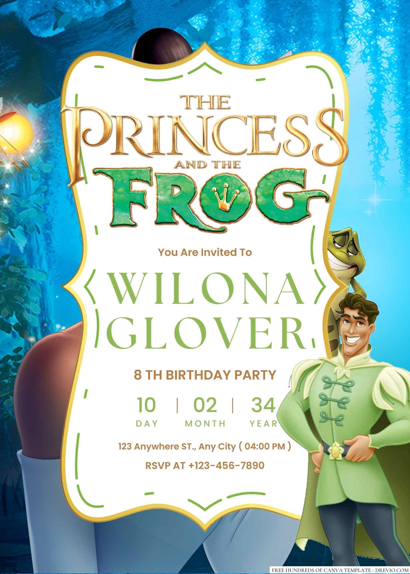 20+ The Princess and the Frog Canva Birthday Invitation Templates