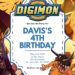 Digimon Canva Birthday Invitation
