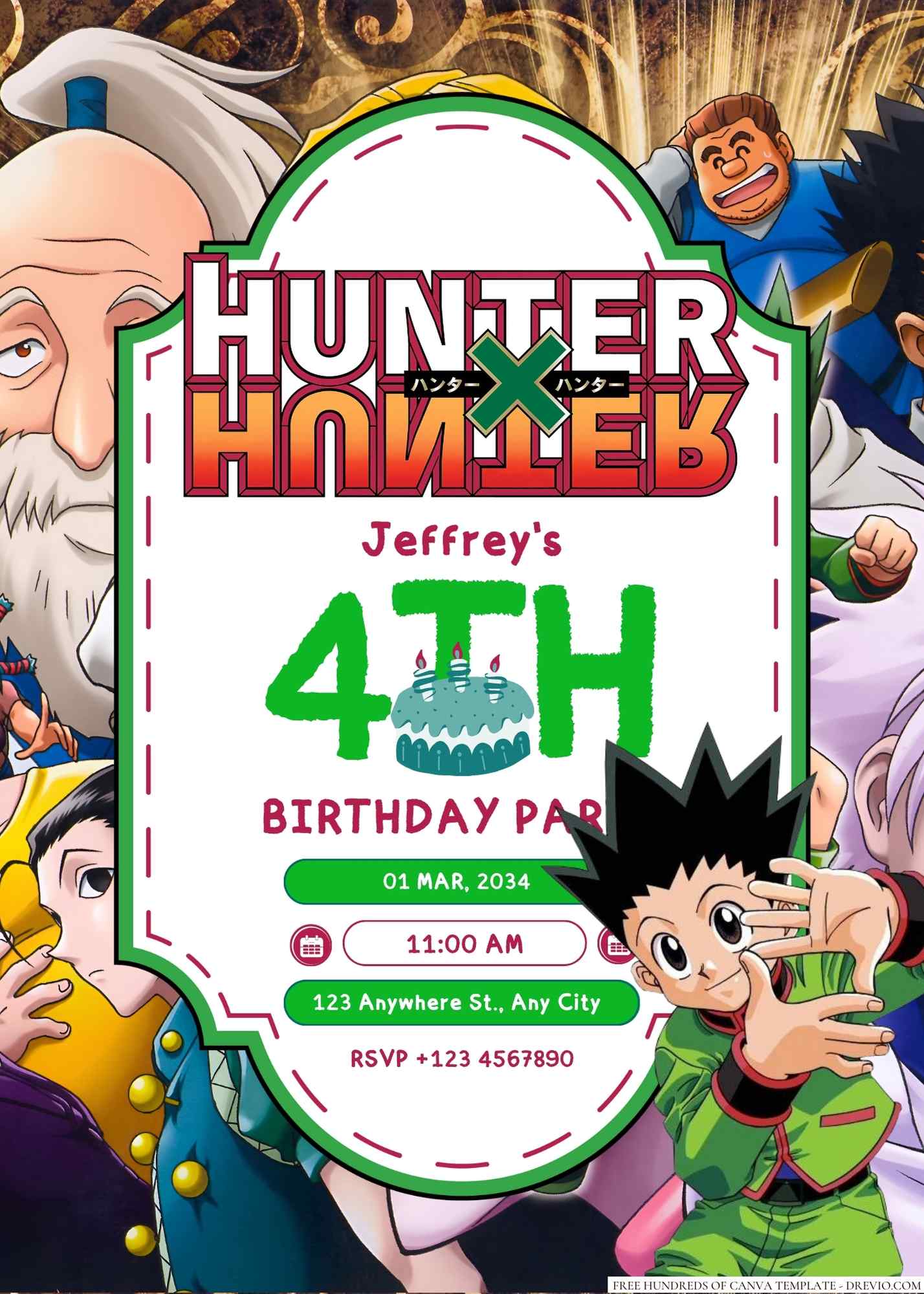 18+ Best Hunter x Hunter Invitation Ideas for Anime-Themed Parties (Free Editable Canva)