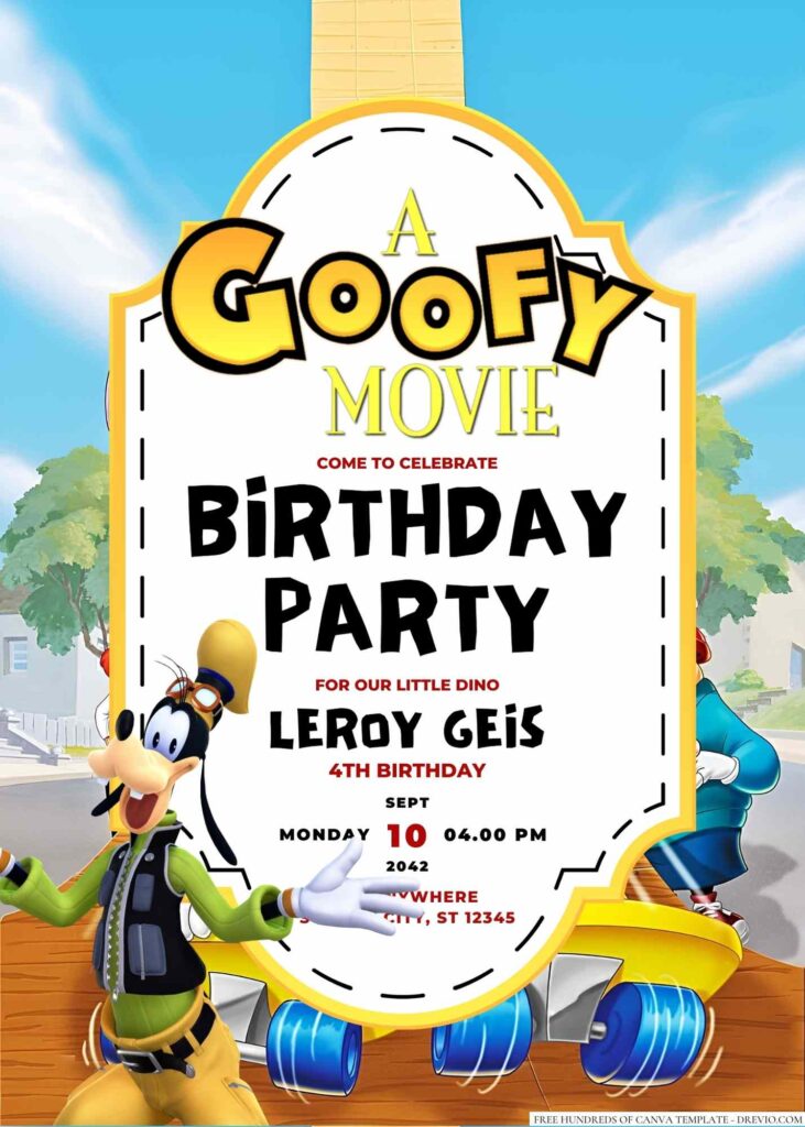A Goofy Movie Birthday Invitation
