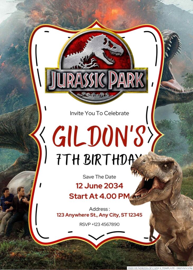 Jurassic Park Birthday Invitation