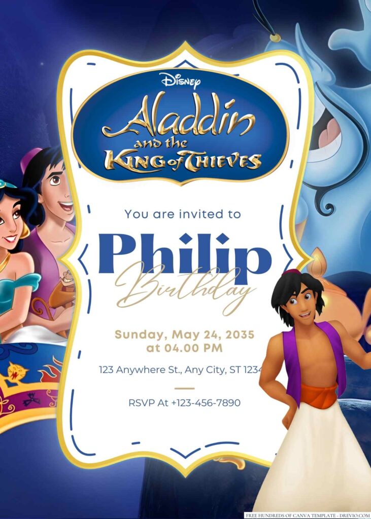 Aladdin and the King of Thieves Birthday Invitation