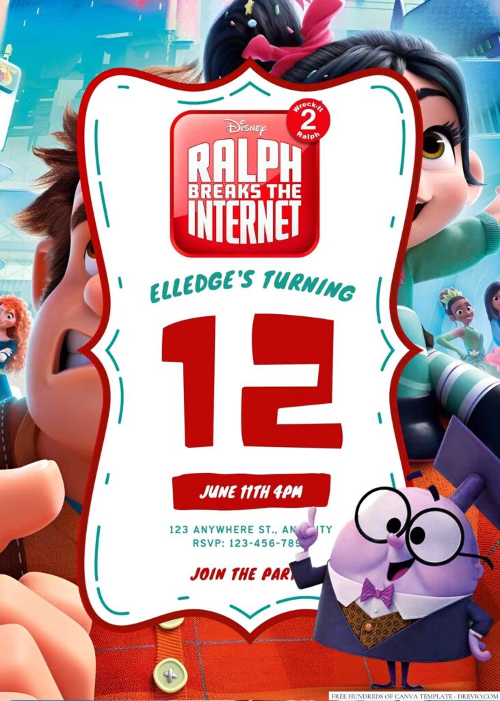 Ralph Breaks the Internet Birthday Invitation