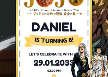 Jojo's Bizarre Adventure Golden Wind Birthday Invitation