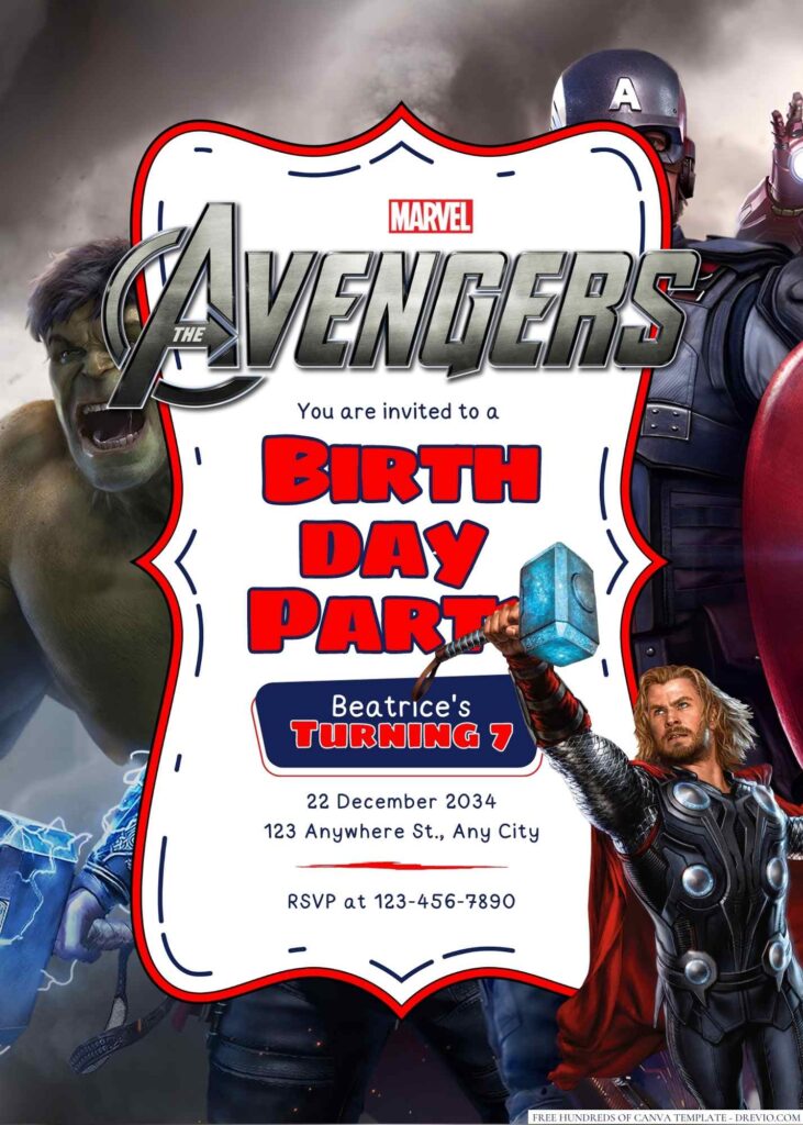 The Avengers Birthday Invitation
