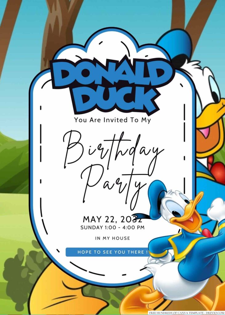 Donald Duck Birthday Invitation