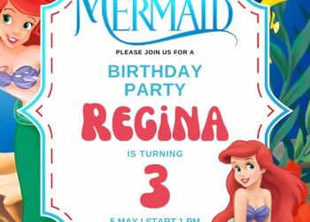 Ariel Little Mermaid Birthday Invitations