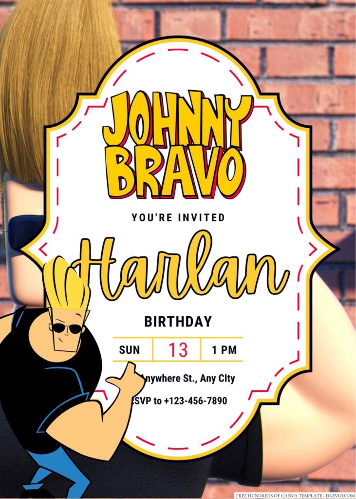Johnny Bravo Birthday Invitation