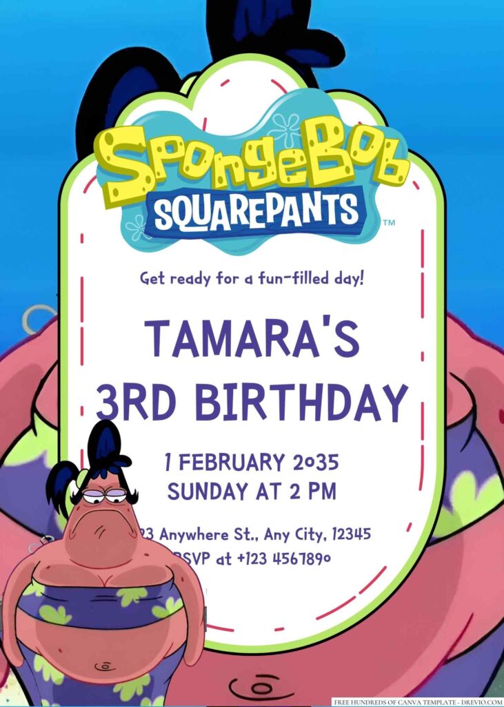 Patrick's sister Sam Star Cheeks Birthday Invitation