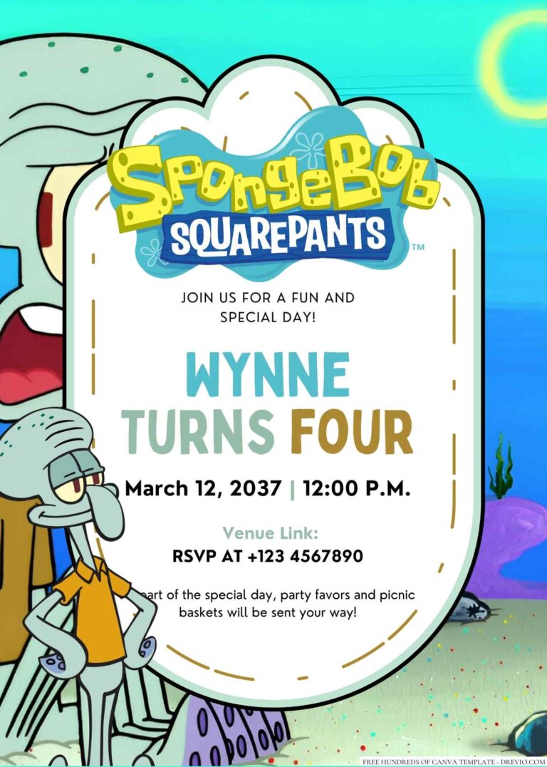 Squidward Tentacles Birthday Invitation