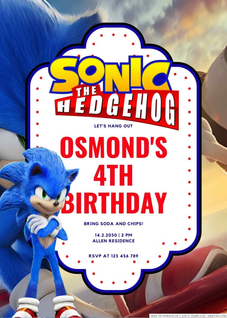 Sonic the Hedgehog Birthday Invitation