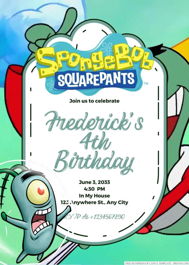 Spongebob's Nemesis Plankton Birthday Invitation