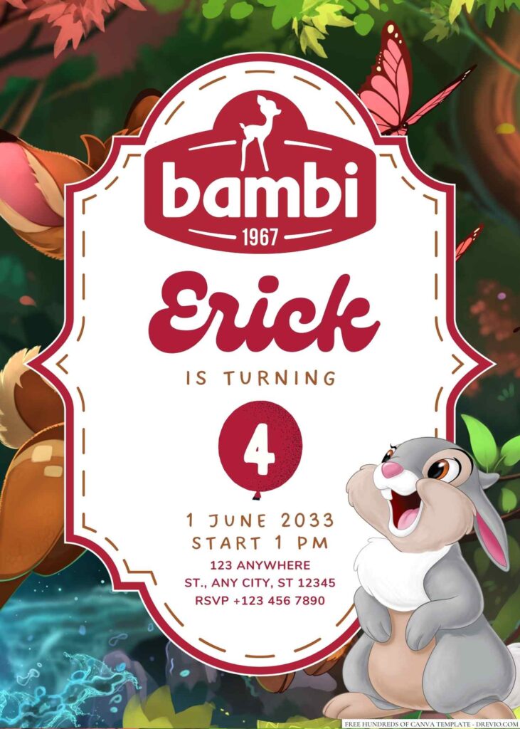 Bambi Birthday Invitation