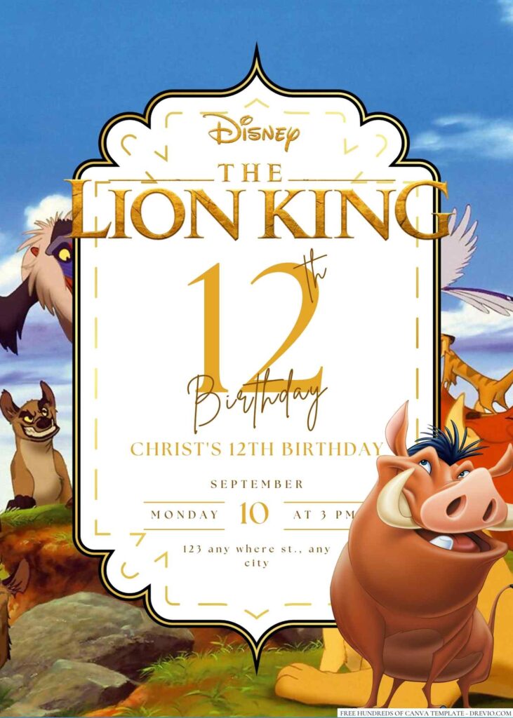 The Lion King Birthday Invitation