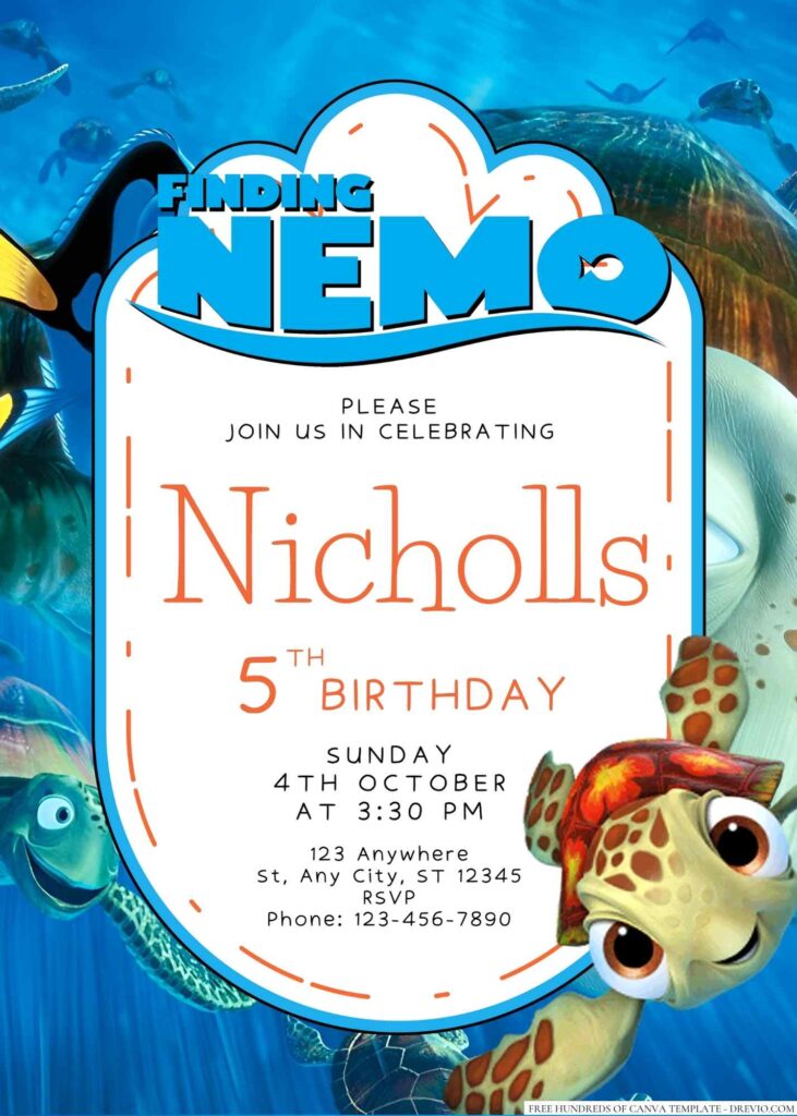 Finding Nemo Birthday Invitation