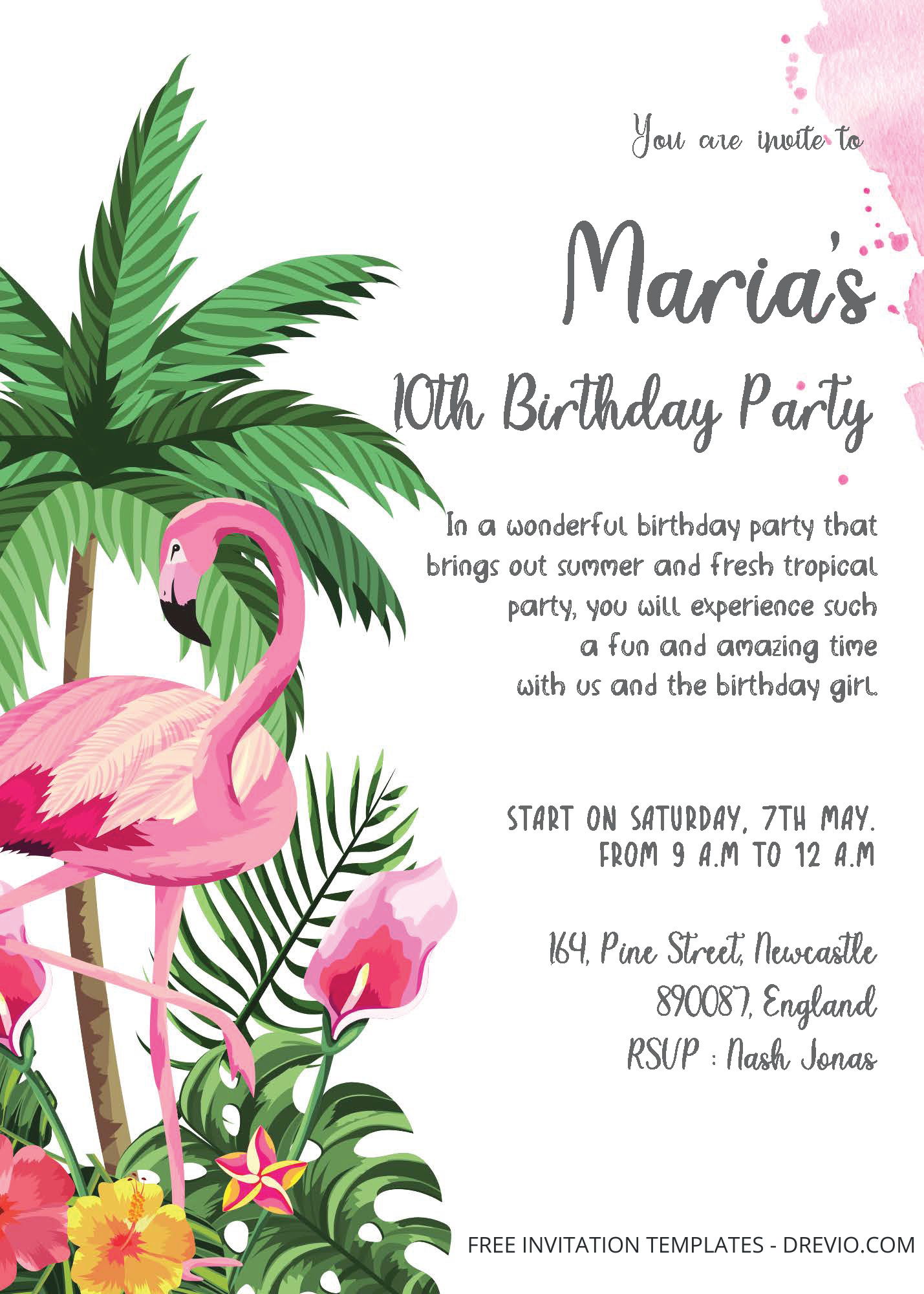 ( Free Editable PDF ) Tropical Land Birthday Invitation Templates One