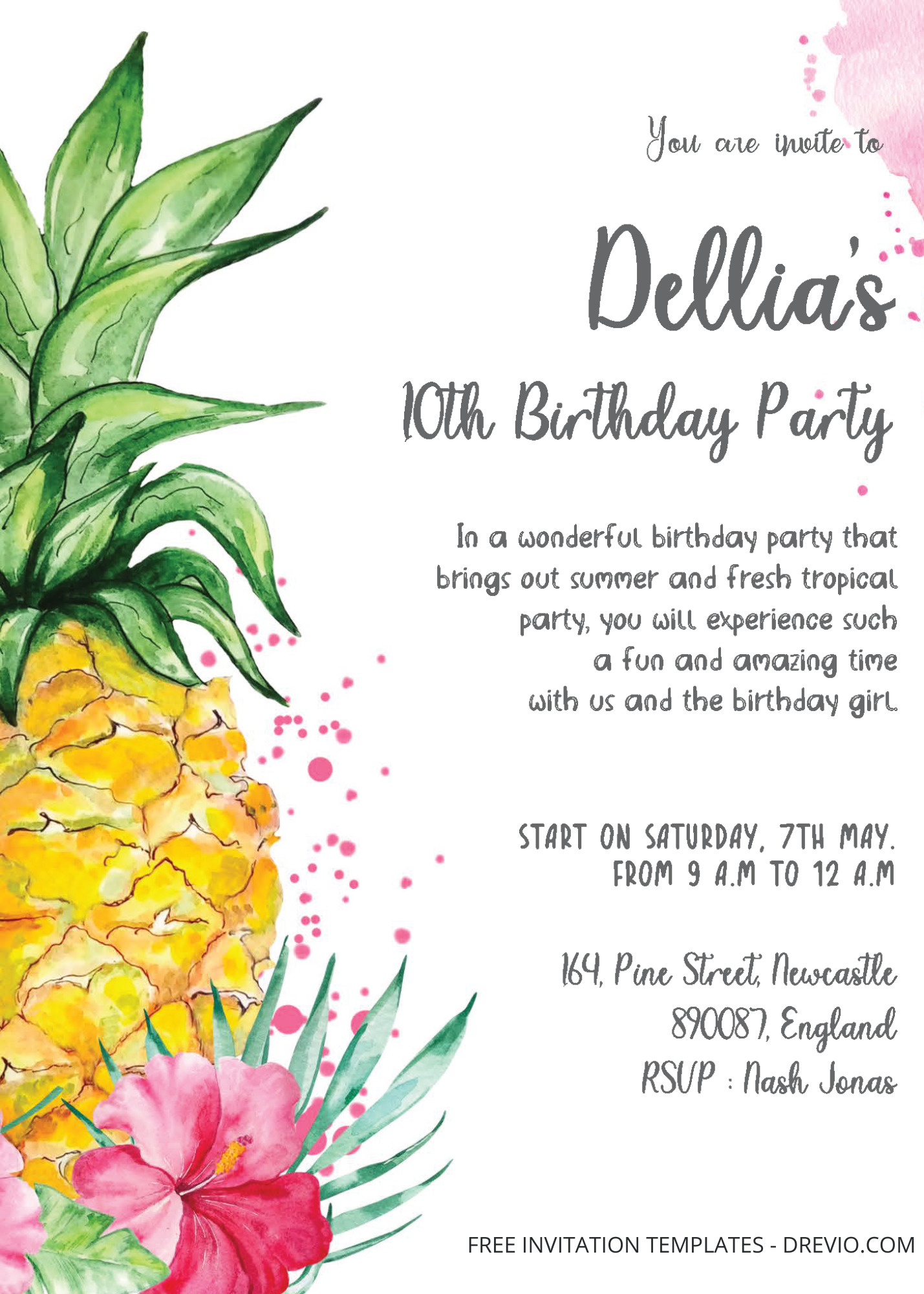 ( Free Editable PDF ) Tropical Land Birthday Invitation Templates Two
