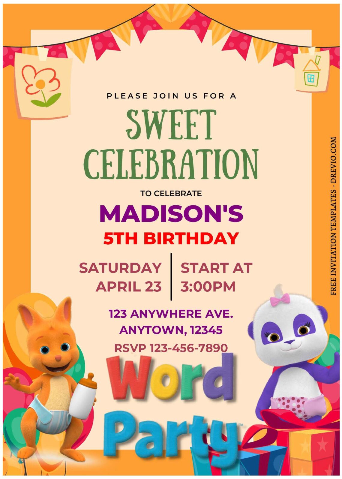 Party Invitation Word Example (Free Editable PDF) Sweet Celebration Word Party Invitation Templates