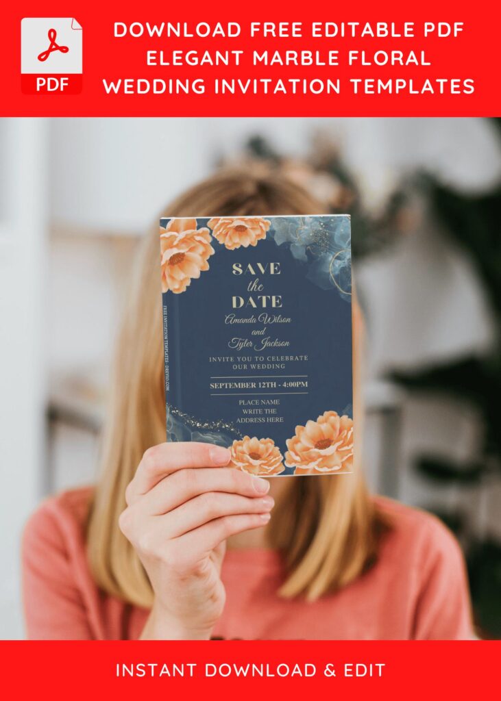 Dreamy Marble Foil Floral Wedding Invitation Templates