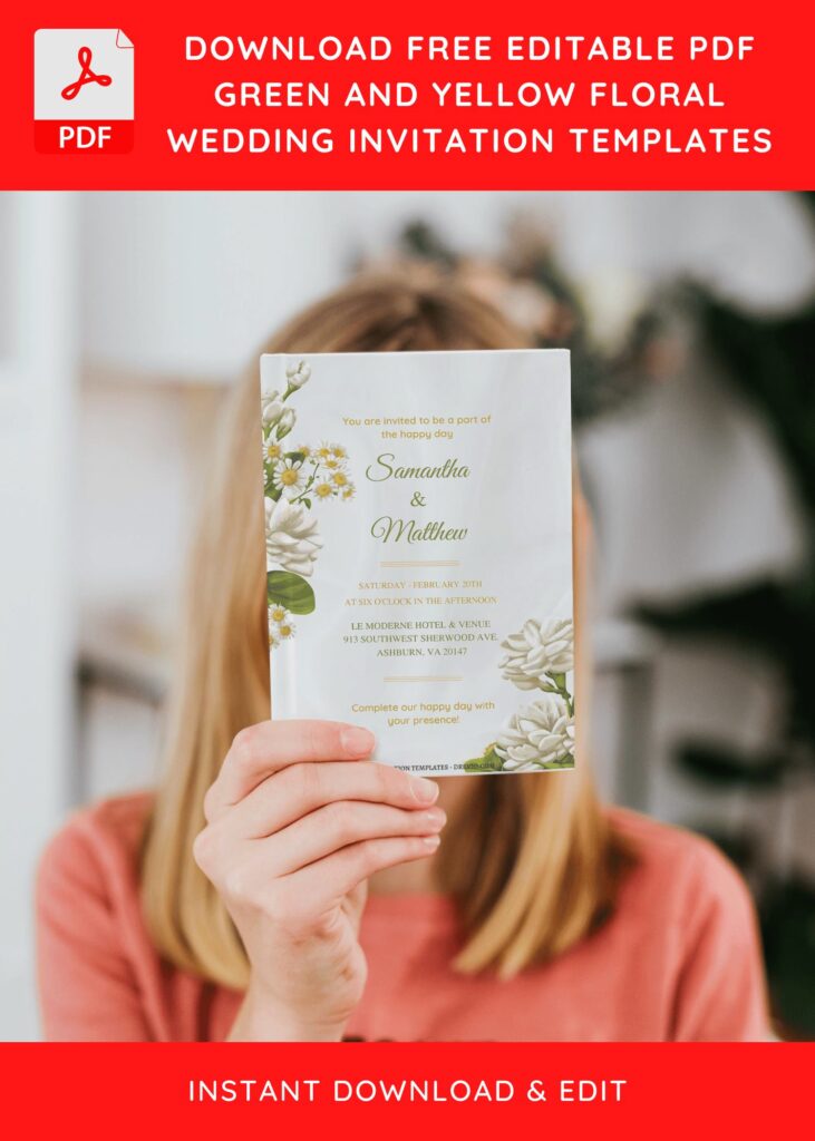 Preview of Wedding Invitation with Watercolor Spring Floral