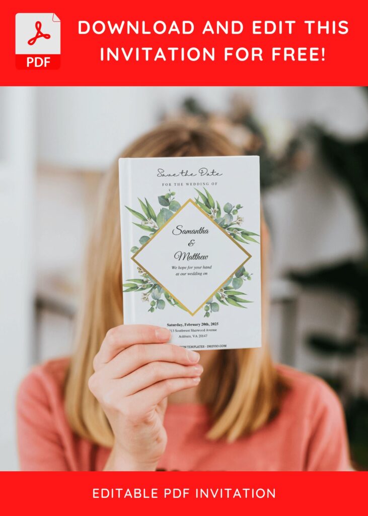 (Free Editable PDF) Watercolor Greenery Wreath Wedding Invitation Templates