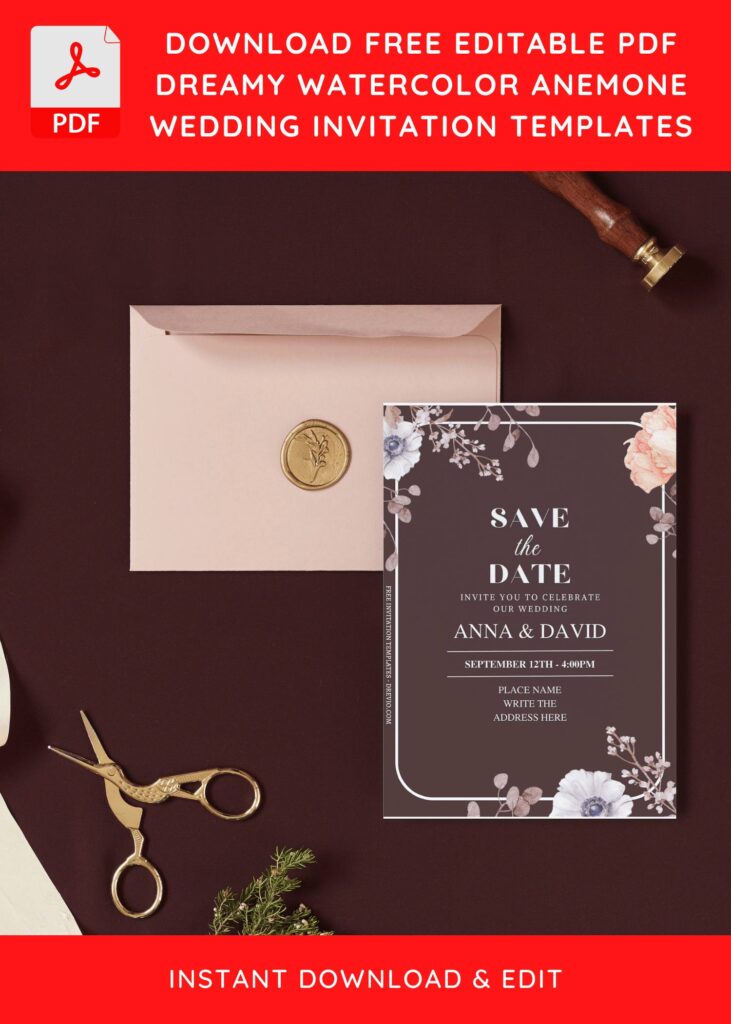 Anemone Wedding Floral Invitation