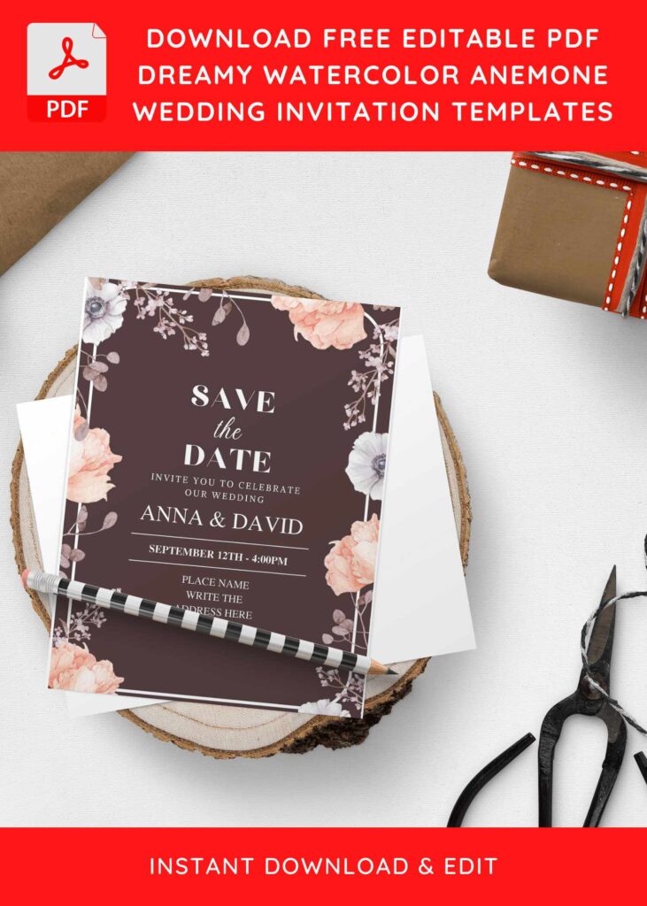 Watercolor Anemone Floral Invitation