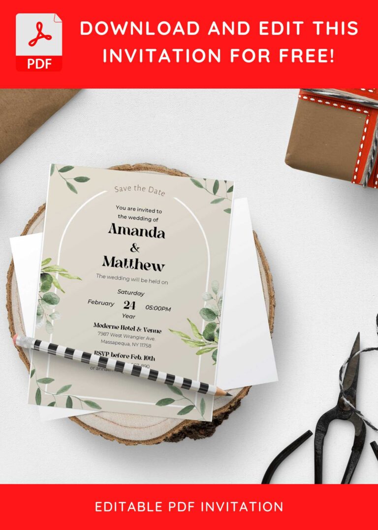 (Free Editable PDF) Enchanted Vines Wedding Invitation Templates