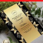 (Free Editable PDF) Stunning Black And Gold Wedding Invitation Templates