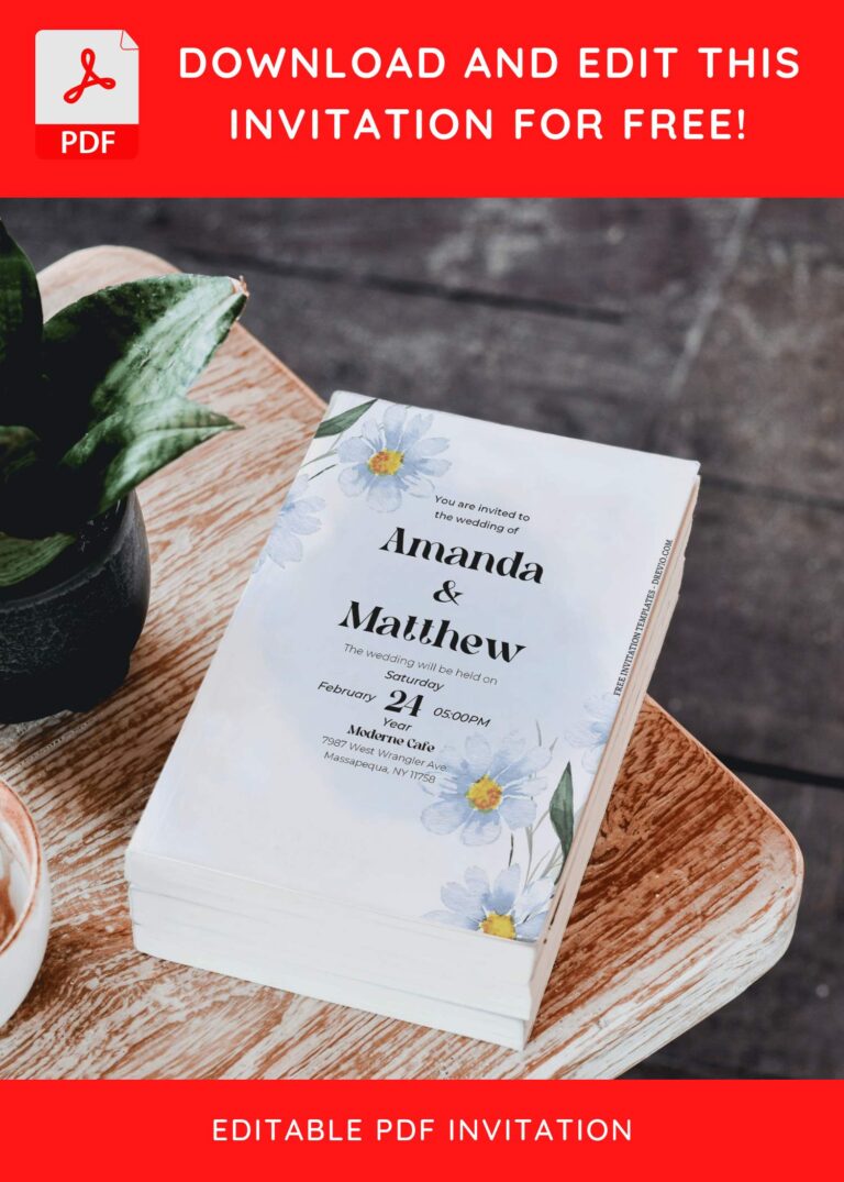 (Free Editable PDF) Charming Blossoms Wedding Invitation Templates