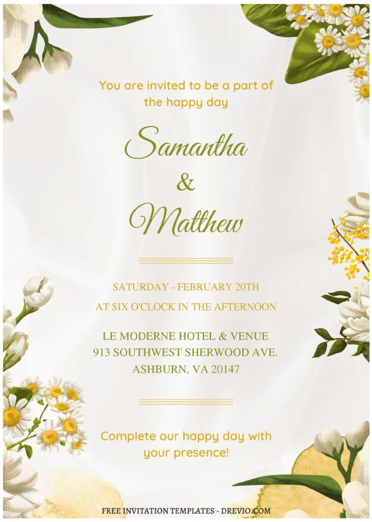 Wedding Invitation With Ombre Watercolor Background