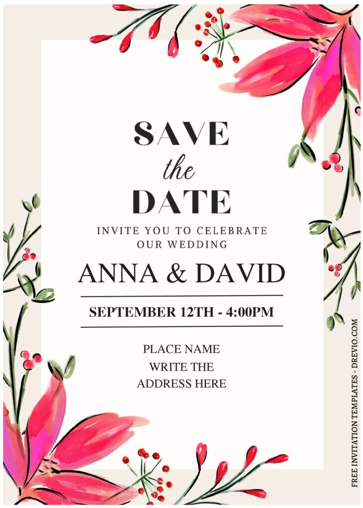 (Free Editable PDF) Watercolor Autumn Garden Wedding Invitation Templates C
