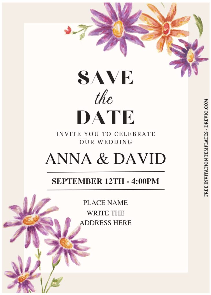 (Free Editable PDF) Watercolor Autumn Garden Wedding Invitation Templates A