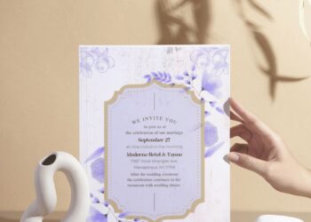 (Free Editable PDF) Blue Rustic Wedding Invitation Templates
