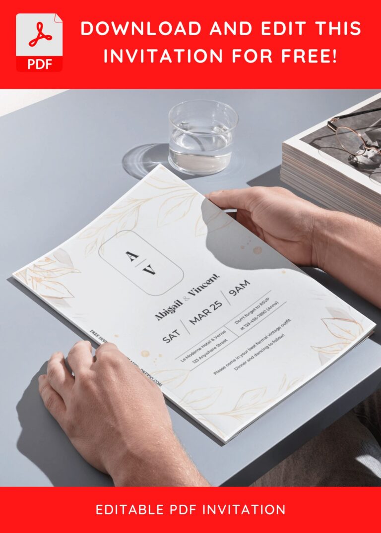 (Free Editable PDF) Classy Monogram Wedding Invitation Templates